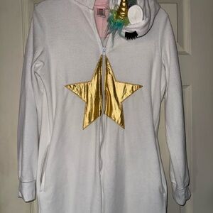 White Unicorn Onesie with Gold Star